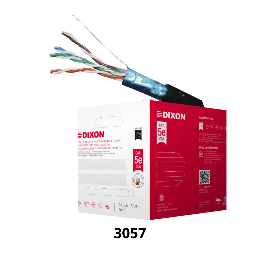 CABLE UTP CAT-5E STP CCA-24AWG P/EXT. UV CJAx305MTS DIXON 